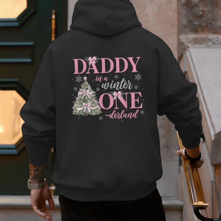 Daddy In a Winter Onederland Birthday Girl Christmas Tree Men's Hoodie Back Print
