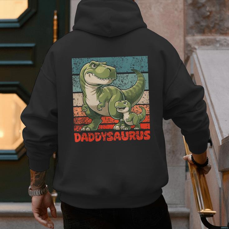 Daddysaurus Father's Day Best Dad T-Rex Papa Men's Hoodie Back Print