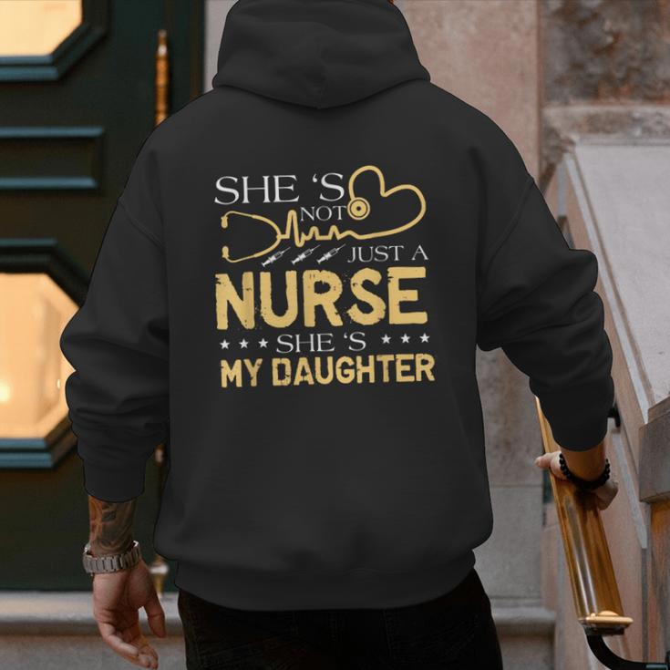 My Daughter Is A Nurse Proud Nurse's Mom Dad RN LPN Family Men's Hoodie Back Print