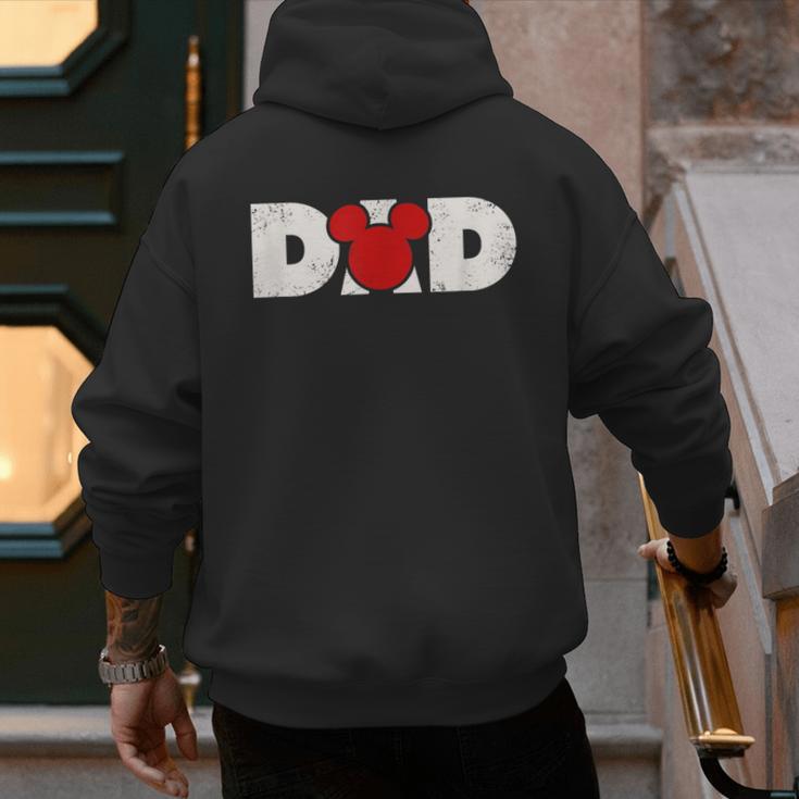 Disney Mickey And Friends Dad Mickey Distressed Text Logo Men's Hoodie Back Print