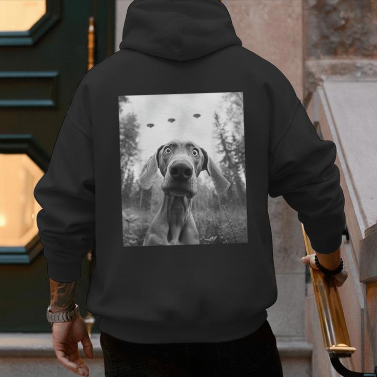 Dog Mom Dad Alien Selfie Weimaraner UFO For Men Women Men's Hoodie Back Print