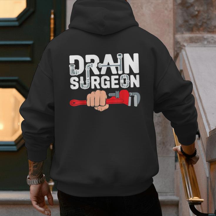 Drain Surgeon Plumber Job Professional Dad Men Men's Hoodie Back Print