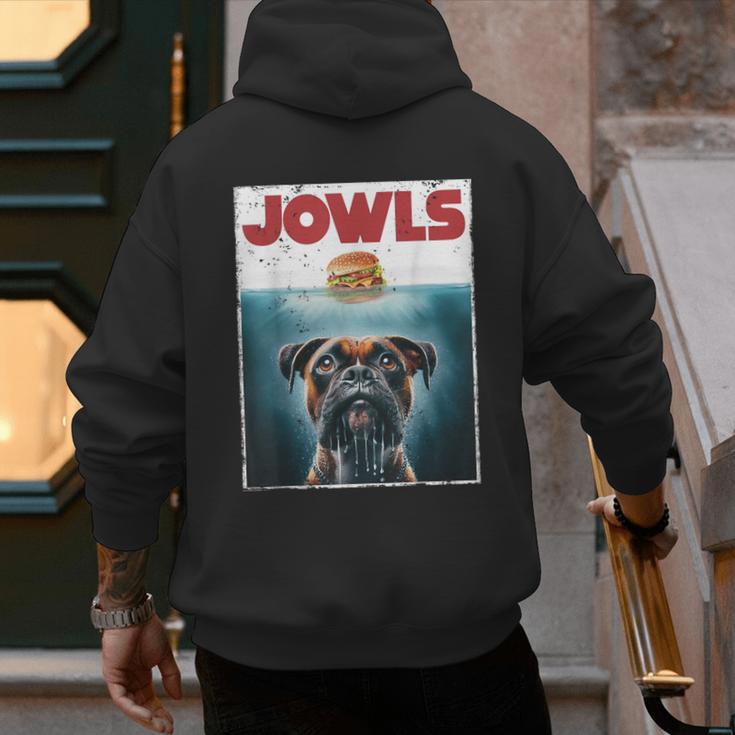 Drooling Boxer Jowls Fawn Dog Mom Dog Dad Burger Men's Hoodie Back Print