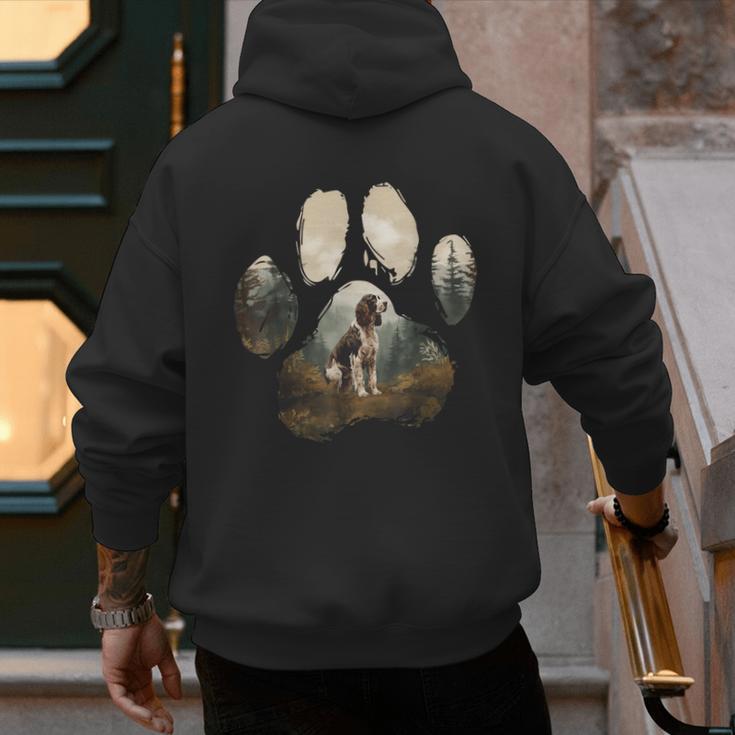 English Springer Spaniel Mountain Paw Dog Mom Dad Men's Hoodie Back Print