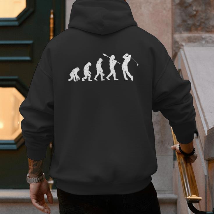 Evolution Of Golfer Dad Grandpa Golfing Lover Golf Player Men's Hoodie Back Print