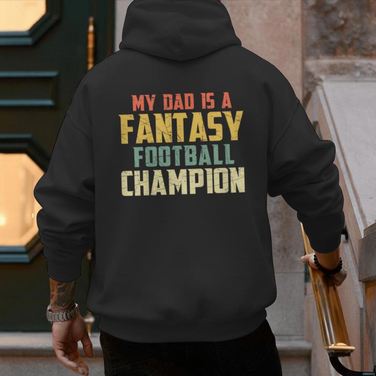 Fantasy Football Dad Champion Vintage Draft Party Men's Hoodie Back Print