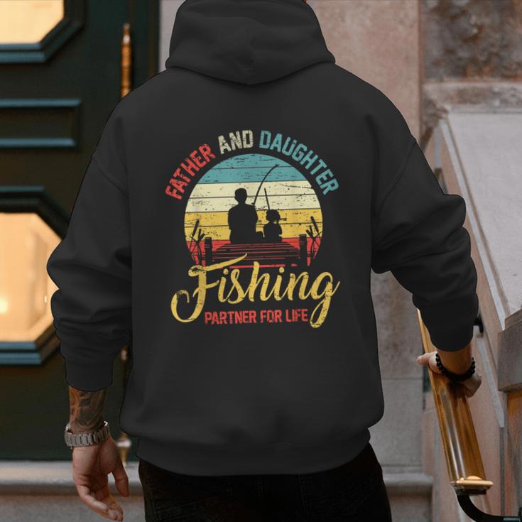 Father Daughter Fishing Partner For Life Retro Matching Dad Men's Hoodie Back Print