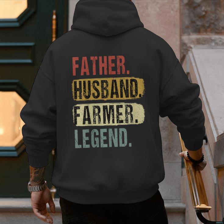 Father Husband Farmer Legend Vintage Dad Father's Day Men's Hoodie Back Print