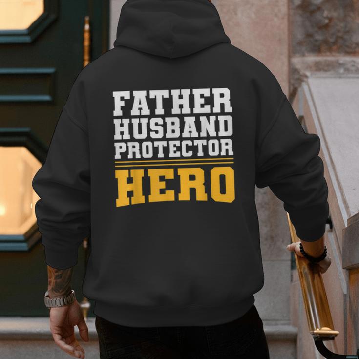 FATHER HUSBAND PROTECTOR HERO Dad Daddy Fathers Day Men's Hoodie Back Print FATHER HUSBAND PROTECTOR HERO Dad Daddy Fathers Day Men's Hoodie Back Print