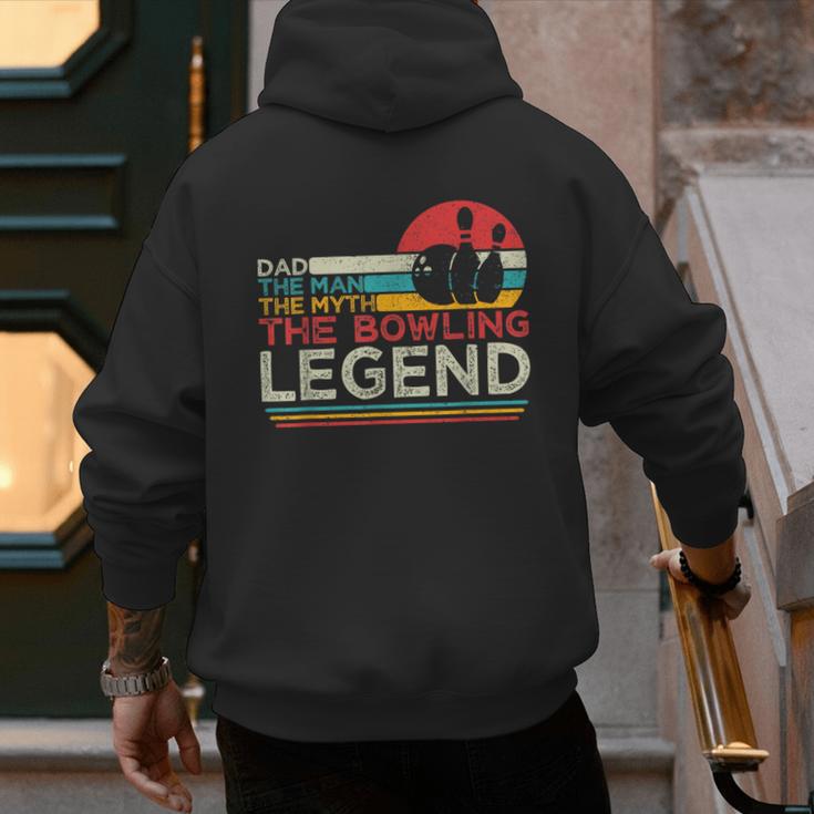 Father's Day The Man The Myth The Bowling Legend Bowler Dad Men's Hoodie Back Print