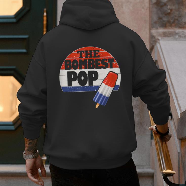 Fathers Day Shirt Cool Dad Bombest Pop Retro 80s Dad Men's Hoodie Back Print