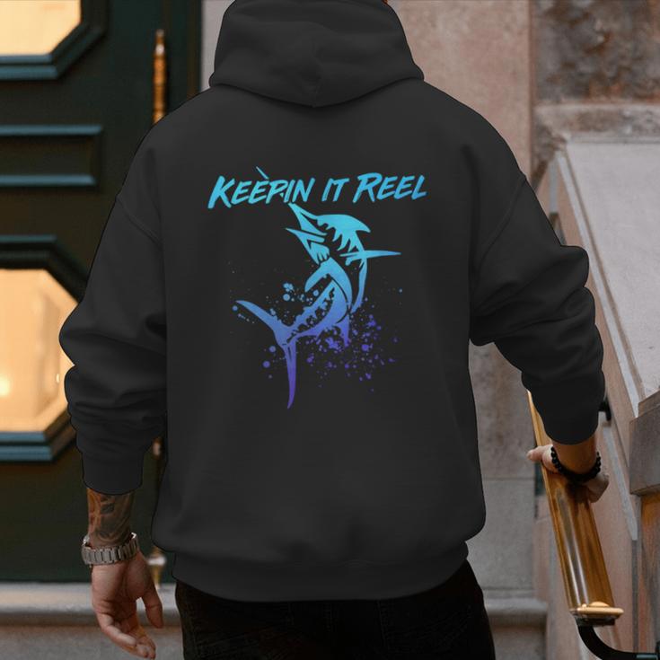 Fishing Keepin IT Reel Marlin Sport Fishermen Men Dad Men's Hoodie Back Print