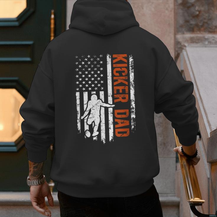Football Kicker Dad Of A Football Kicker Father US Flag Men's Hoodie Back Print