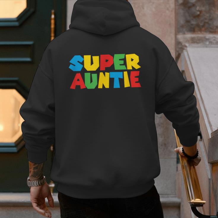 Gamer Aunt Super Auntie Gaming Matching Dad & Mom Kids Men's Hoodie Back Print