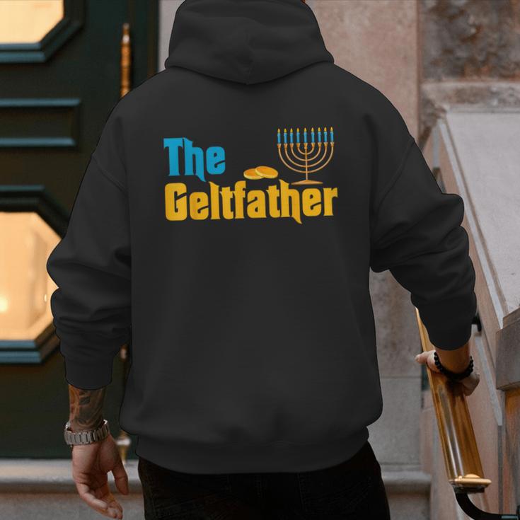 Gelt Father Hanukkah Menorah Jewish Dad Pajamas Men's Hoodie Back Print