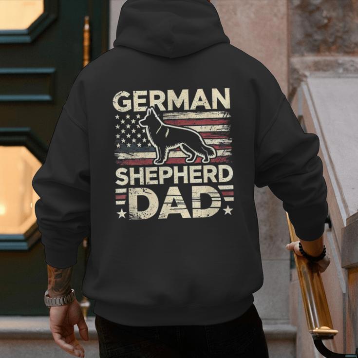 German Shepherd Dad Shirt American Flag German Shepherds Men's Hoodie Back Print