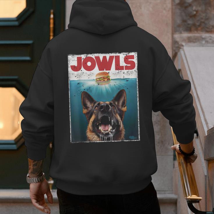 German Shepherd Jowls Hamburger GSG Dog Mom Dog Dad Men's Hoodie Back Print