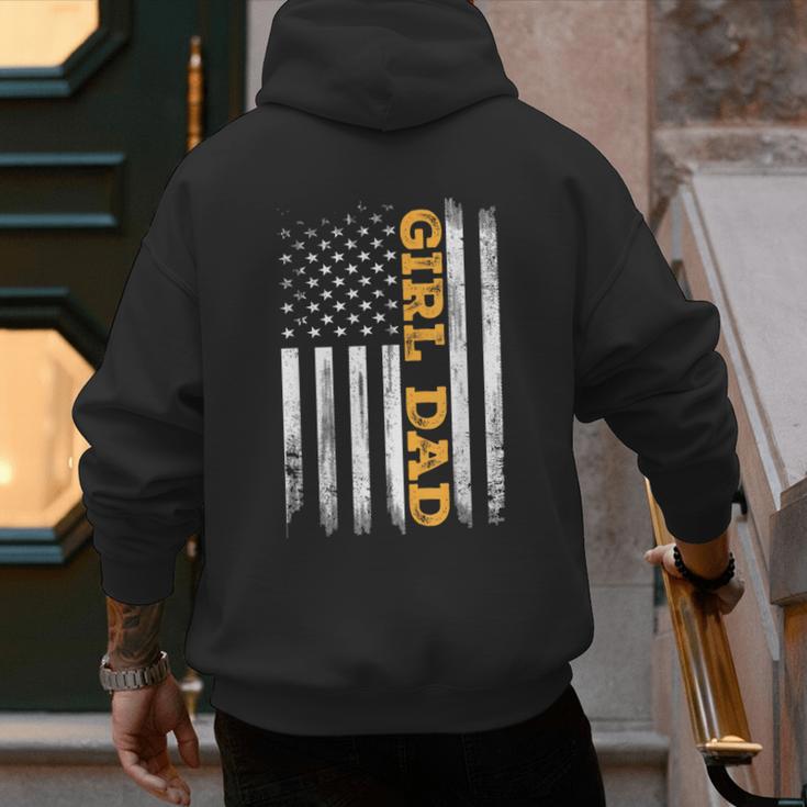 Girl Dad Father's Day Dad Daughter Dad Of Girls Outnumbered Men's Hoodie Back Print