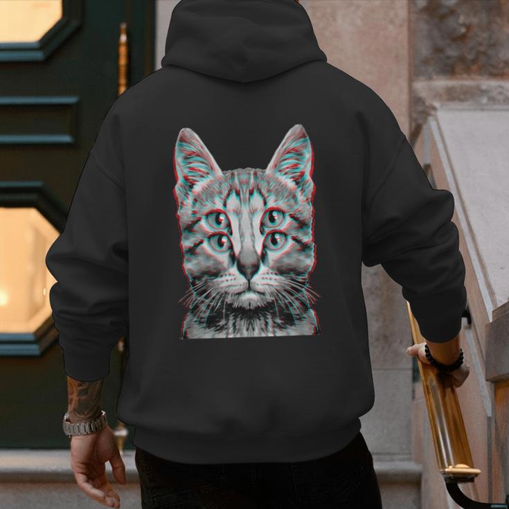 Glitch Weird Cat Kitten Optical Illusion Cat Mom Dad Men's Hoodie Back Print Glitch Weird Cat Kitten Optical Illusion Cat Mom Dad Men's Hoodie Back Print