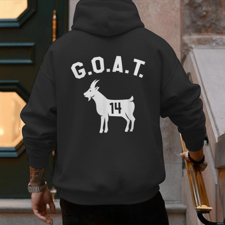 GOAT Number 14 Greatest Of All Time Dad Joke Men's Hoodie Back Print