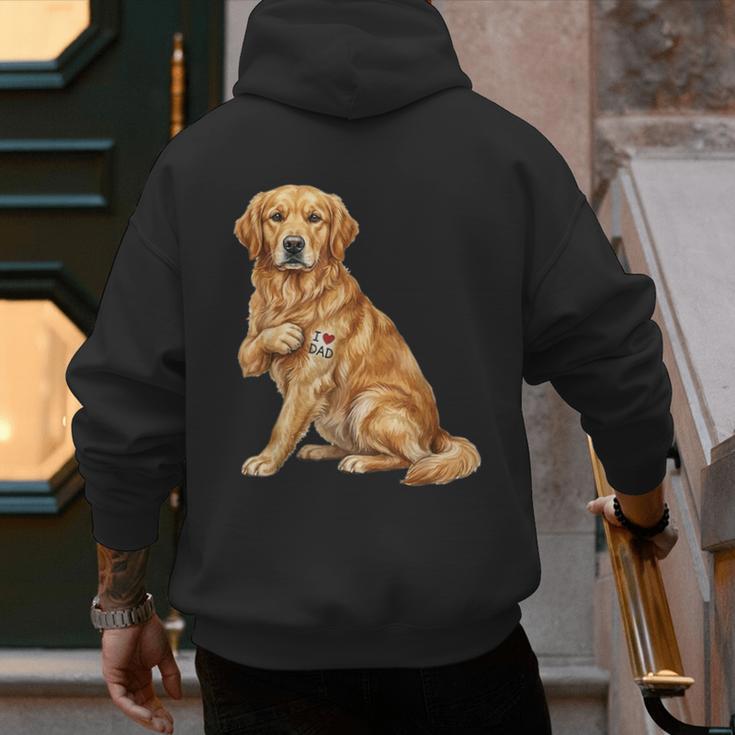 Golden Retriever I Love Dad Dog Dad Father's Day Men's Hoodie Back Print