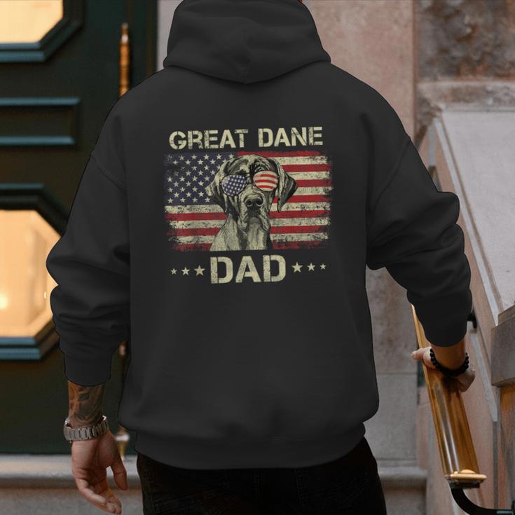 Great Dane Dad Dog Lovers American Flag 4th Of July Men's Hoodie Back Print