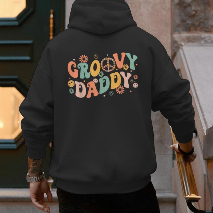 Groovy Daddy Birthday Party Peace Sign Dad 60s 70s Hippie Men's Hoodie Back Print