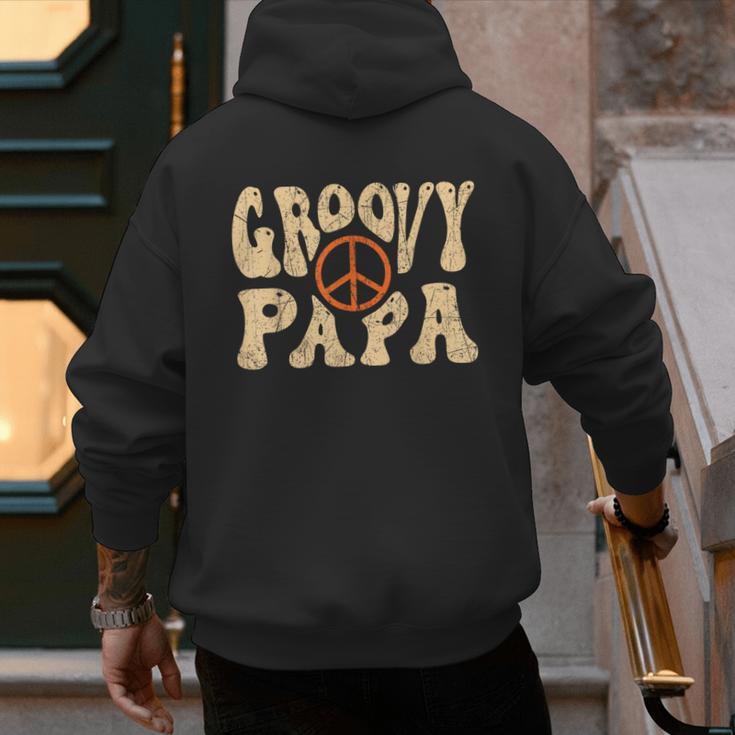 Groovy Papa 70s Aesthetic Nostalgia 1970's Retro Dad Men's Hoodie Back Print