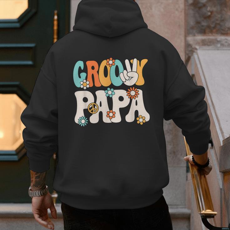 Groovy Papa Dad Retro Hippie 60s 70s Party Outfit Men Men's Hoodie Back Print
