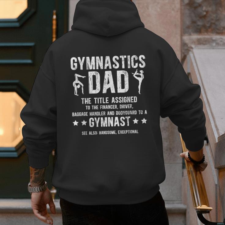 Gymnastics Dad Definition Gymnastics Father Of A Gymnast Dad Men's Hoodie Back Print