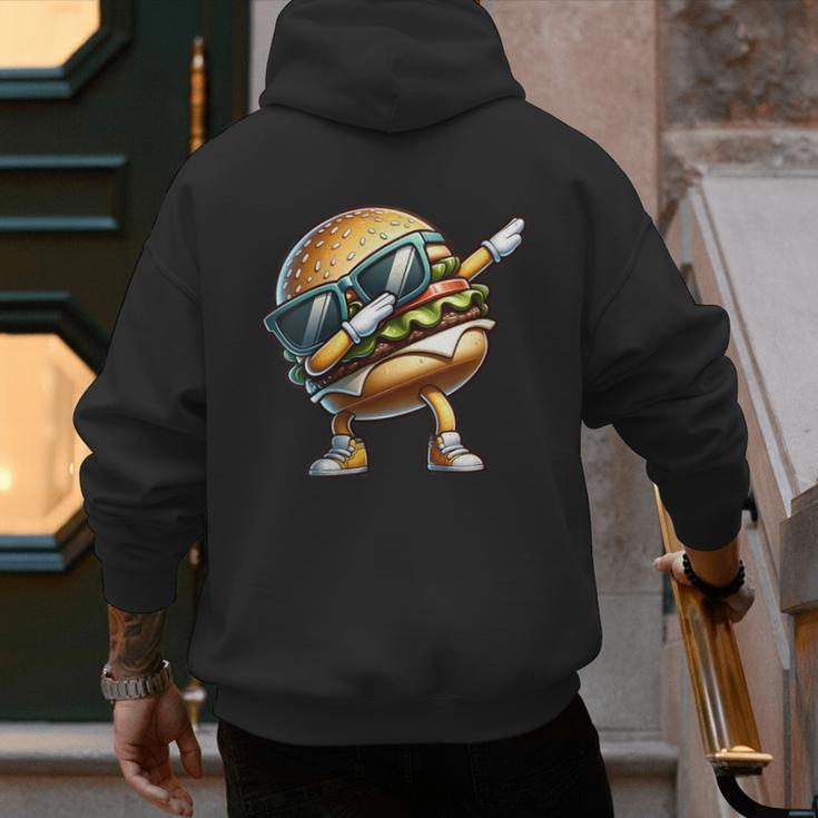 Hamburger Dabbing Kids Men Women Dab Dance Cheeseburgers Dad Men's Hoodie Back Print