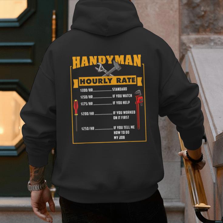 Handyman Hourly Rate Fathers Day Dad Men's Hoodie Back Print