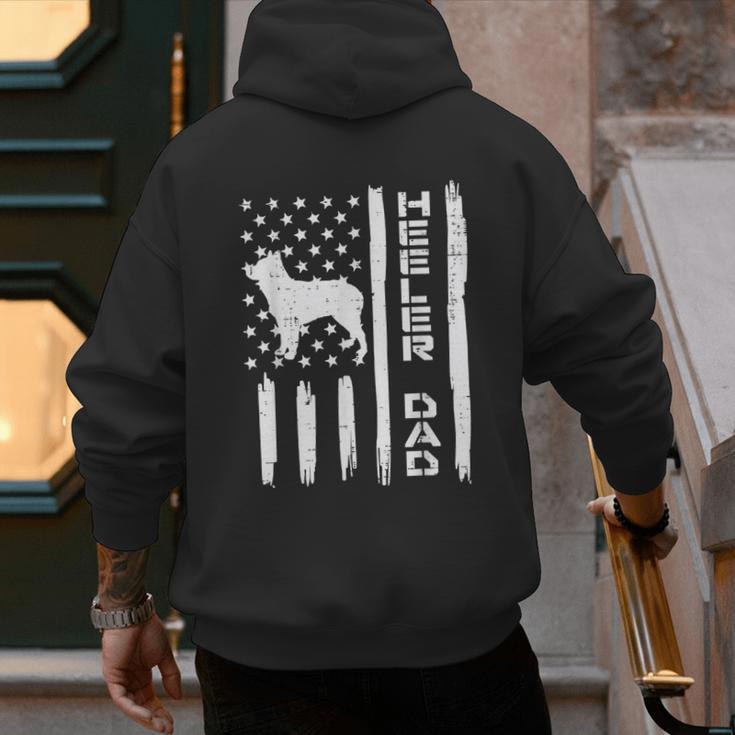 Heeler Dad Flag Vintage Blue Red Cattle Dog Patriot Men Men's Hoodie Back Print
