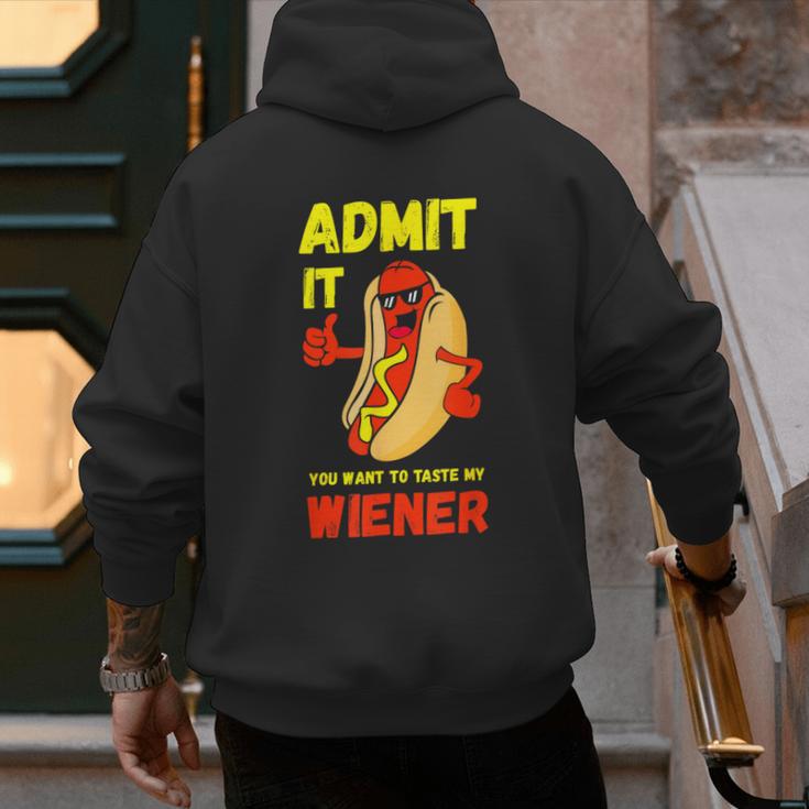 Hilarious Hot Dog Dad Joke Text Pun Dirty Joke -Barbecue Men's Hoodie Back Print