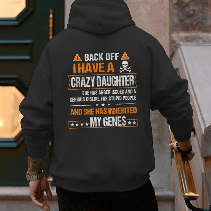 Humor Daddy Mommy Back Off I Have a Crazy Daughter Men's Hoodie Back Print