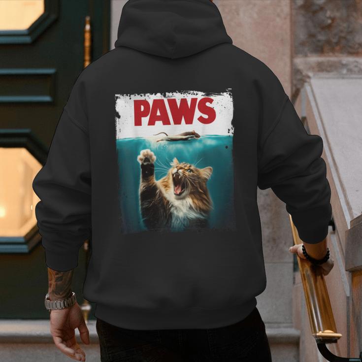 Humorous Paws Parody Cat Mouse For Cat Lover Cat Mom Cat Dad Men's Hoodie Back Print