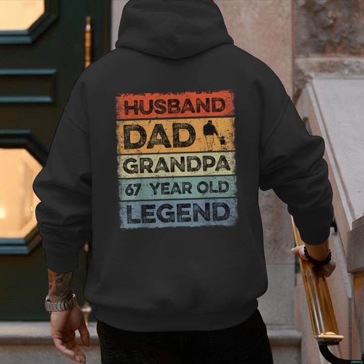 Husband Dad Grandpa 67 Year Old Legend 67th Birthday Vintage Men's Hoodie Back Print