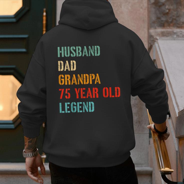Husband Dad Grandpa 75 Year Old Legend 75th Birthday Men's Hoodie Back Print