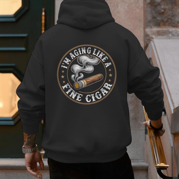 I'm Aging Like a Fine Cigar Retro Dad Father's Day Men's Hoodie Back Print