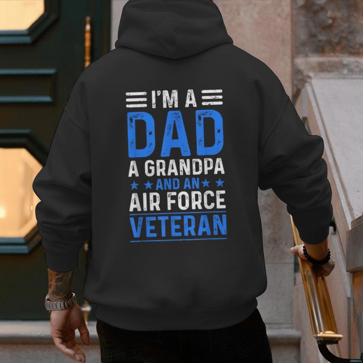 I’m A Dad Grandpa Air Force Veteran Distressed Men's Hoodie Back Print