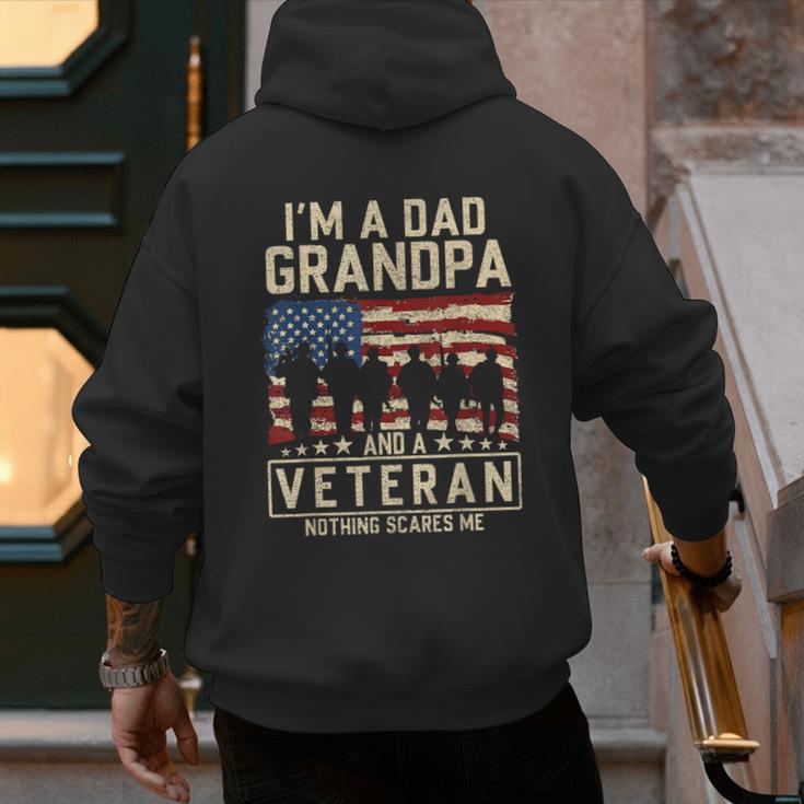 I'm A Dad Grandpa And Veteran Patriotic US Flag Veterans Day Men's Hoodie Back Print
