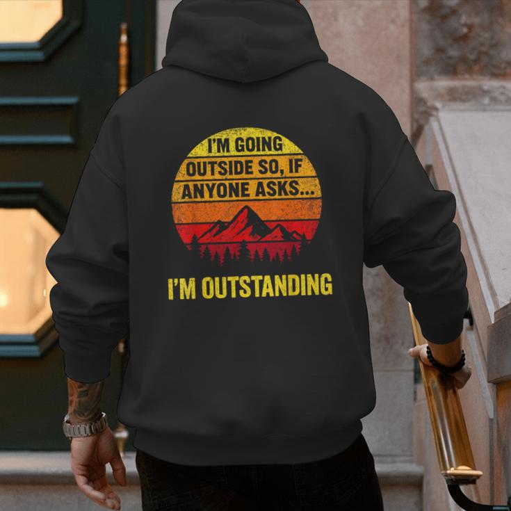 I'm Going Outside If Asked I'm Outstanding Dad Joke Men's Hoodie Back Print