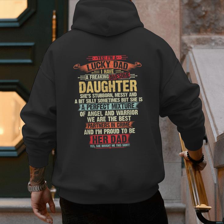 I'm A Lucky Dad I Have A Awesome Daughter She's Stubborn Men's Hoodie Back Print