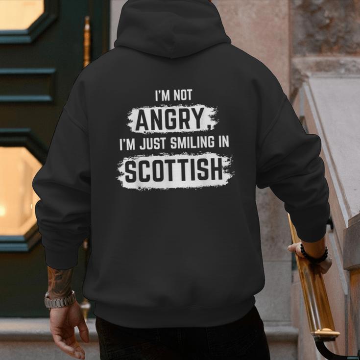 I'm Not Angry I'm Just Smiling In Scottish Dad Fun Scotland Men's Hoodie Back Print