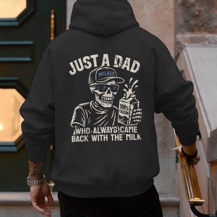 Just A Dad Who Always Came Back With The Milk Shirt Skeleton Men's Hoodie Back Print