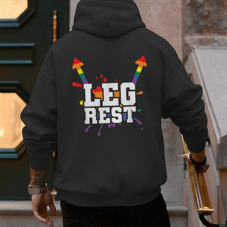 Leg Rest Naughty Dad Joke Vagitarian Lesbian Men's Hoodie Back Print