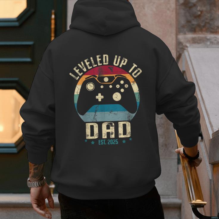 I Leveled Up To Dad 2025 Promoted To Daddy Soon To Be Father Men's Hoodie Back Print