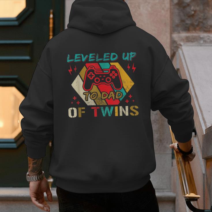 Leveled Up To Dad Of Twins Video Gamer Gaming Men's Hoodie Back Print