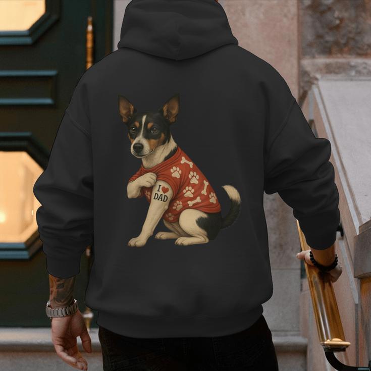 I Love Dad Tattoo Rat Terrier Dad Men's Hoodie Back Print