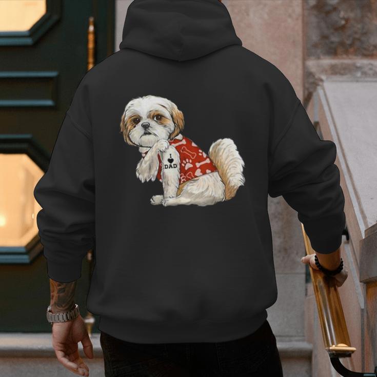 I Love Dad Tattoo Shih Tzu Dad Father's Day Men's Hoodie Back Print I Love Dad Tattoo Shih Tzu Dad Father's Day Men's Hoodie Back Print
